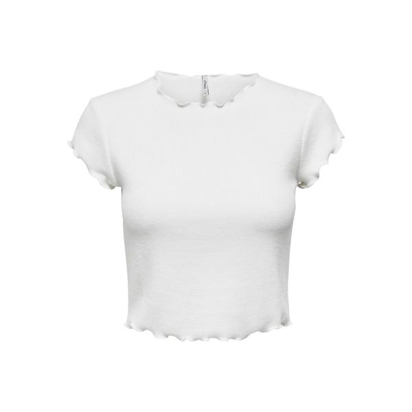 ONLY KITTY TOP CROP S/S - BIANCO - 15202041-BCO