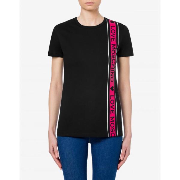 LOVE MOSCHINO T SHIRT BANDA LOGO- NERO - W4F7310M3876-C74