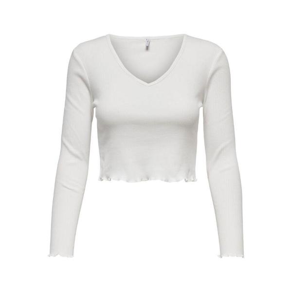 ONLY ONLODA L/S V NECK- BIANCO - 15251979-BCO