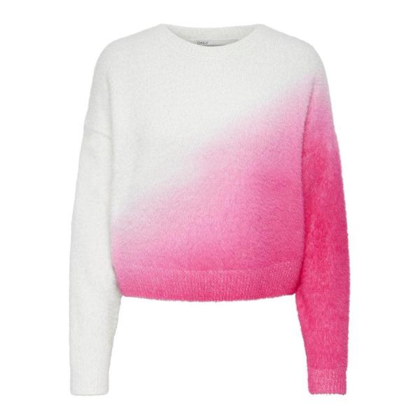 ONLY MAGLIONE TYRA L/S  - BIANCO/FUXIA - 15272590-BCO