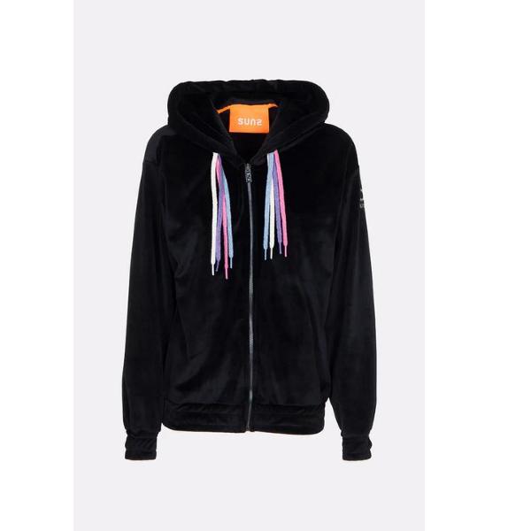 SUNSTRIPES FELPA ZIP IN CINIGLIA OLIVIA BOW - NERO - MFS03015D-NE