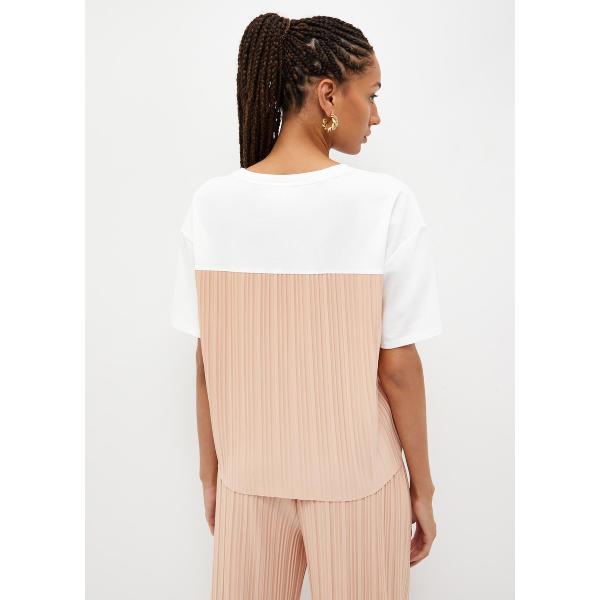 LIU JO T-SHIRT M/C - BIANCO/ROSA ANTICO - TA3074J0088-B4033