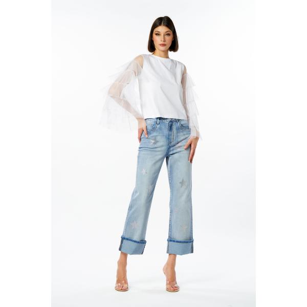 NOSECRETS T-SHIRT MANICHE TULLE - BIANCO - 241NS067-BCO