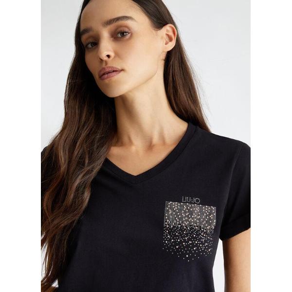 LIU JO T-SHIRT M/C - NERO/ORO - TF4078J6040-N9636