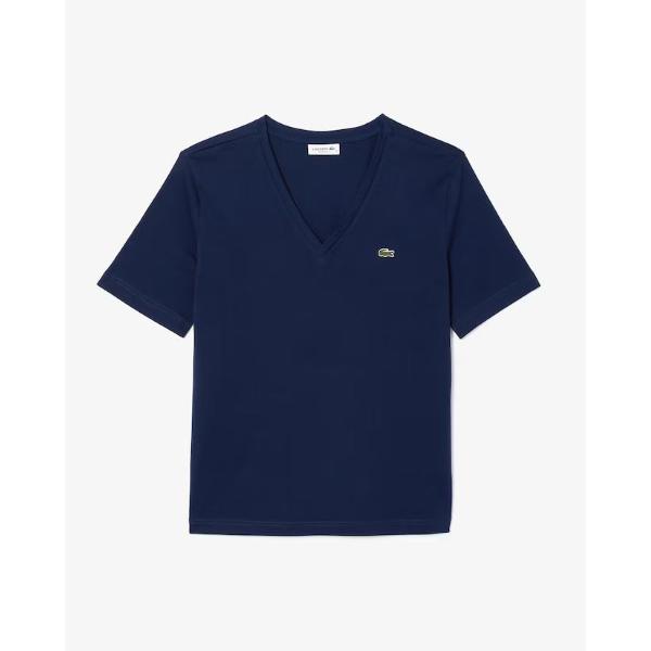 LACOSTE T-SHIRT SCOLLO V - BLU - TF7300-166