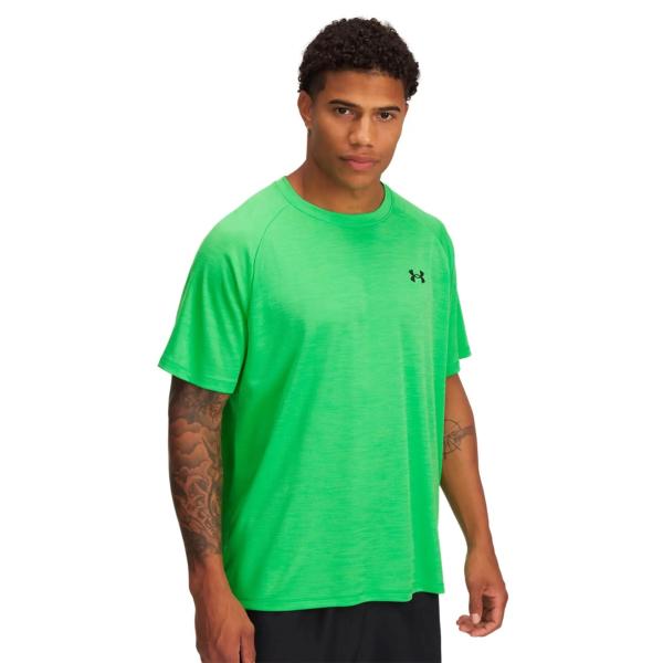 UNDER ARMOUR MAGLIA M/C TECH TEXTURED - VERDE FLUO - 1382796-362
