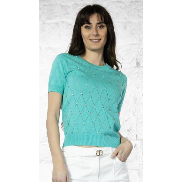NOSECRETS MAGLIA GIROCOLLO DIAMANTI- VERDE MENTA - 251NS169-MENTA