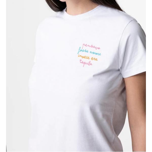SUPERCULTURE T SHIRT PENSAVO FOSSE AMORE- BIANCO- AW2017-BCO