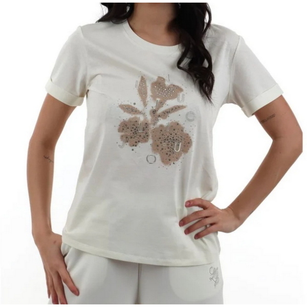 LIU JO T-SHIRT M/C STRASS - BIANCO LATTE - TA6157JS923-P9301