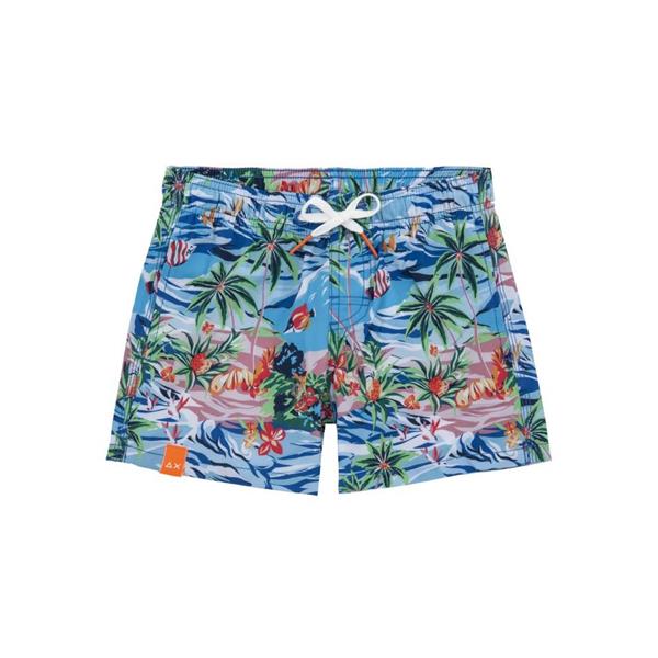 SUN68 BOY'S PANT MICRO HAWAII  - BLUE - H19317-12
