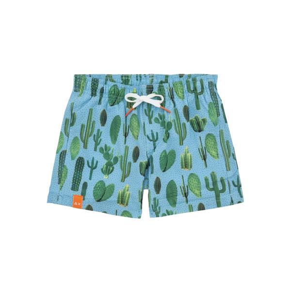 SUN68 BOY'S PANT BIG PRINT   - AZZURRO/LIME - H19316-0568