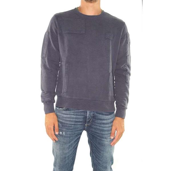 SUN68 FELPA GIROCOLLO PATCH COTTON - BLU VINTAGE - 27140-07